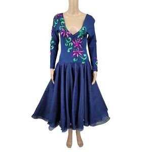 Vintage Waltz Latin Dancing Ballroom Gown Dress